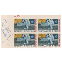 Neil Armstrong Signed Stamp Block