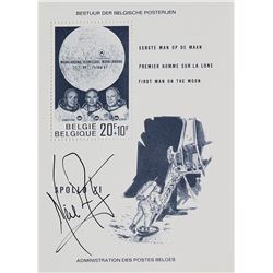 Neil Armstrong Signed Stamp Block