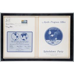 Michael Collins's Apollo 11 Signed Splashdown Party Program