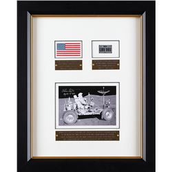 Dave Scott's Apollo 15 Surface-Flown Flag and License Plate Display