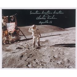 Charlie Duke Signed Beta Cloth and Photograph