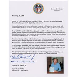 Charlie Duke Signed Typed Statement