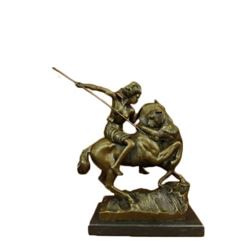 Amazon on Horseback Attacked by a Tiger August-Karl-Edouard Kiss Bronze Statue Without Spear