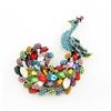 Image 2 : Teal Blue Rhinestone Peacock Brooch