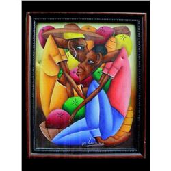 Jean Bruno Louisius Signed Haitian Acrylic On Canvas 8 X 10