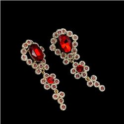 Art Deco Ruby Crystal 18kt Gold Plate Drop Earrings