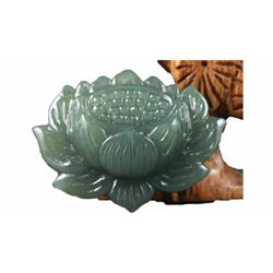 Chinese New natural Hetian jade hand-carved lotus flower pendant,beautiful