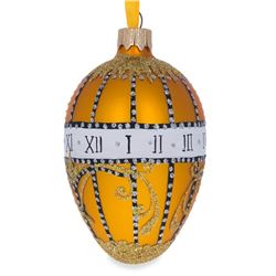 Faberge Inspired 3.5" Bouquet of Lilies Clock Faberge Egg Glass Christmas Ornament Â®