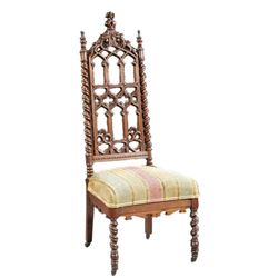 19thc American Gothic Revival Walnut Chair