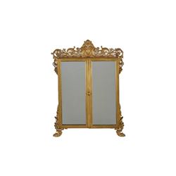 French 19c Gilt Brass Folding Vanity Mirror