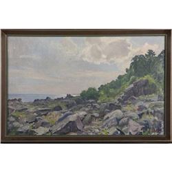 Signed Danish Coastal Landscape Oil Painting