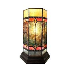 NEILSON Tiffany-glass Accent Pedestal 1 Light Mission table lamp 14" Tall