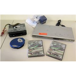 Alpine Car Stereo, Phillips DVD Player, Portable CD Player & 2 DVDs