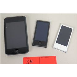 3 Apple iPods (1 is 16GB Model A1213, 2 are Model A1446)