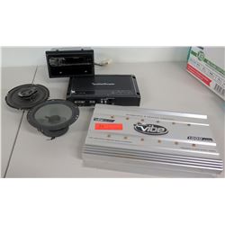 Rockford Fosgate Amp, Lanzar Vibe Amplifier, Pioneer Car Stereo Deck, 2 Speakers