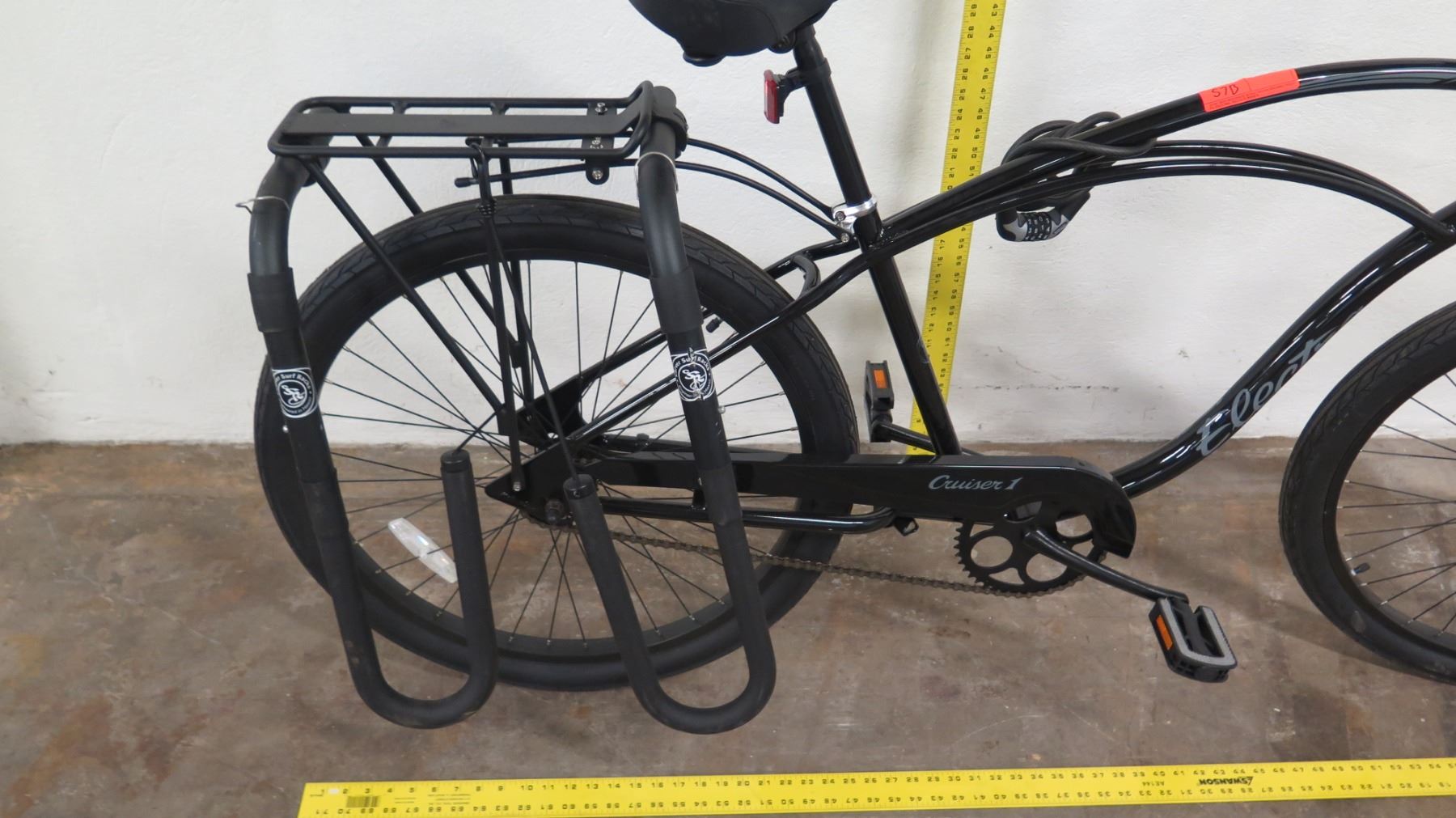 Electra Forge Rack Electra Cruiser 1 Bike w/ Rack & Surfboard Carrier, Black