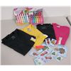 Image 1 : Qty 4 T-shirts (Blank), Iron-On Designs & Neon Fabric Paint
