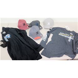 Hurley Long Sleeve Tees (Sml & XXL) & 4 Hurley Baseball Caps
