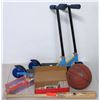 Image 1 : Qty 2 Scooters, Basketball, Bat, Baseball Trading Cards