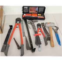 Pry Bars, Bolt Cutters, Hammers, Misc Tools, Gun Cleaning Kit, etc