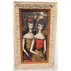 Image 1 : Framed Original Painting - Charles Levier, Two Ladies, Artist-Signed, Damaged Frame