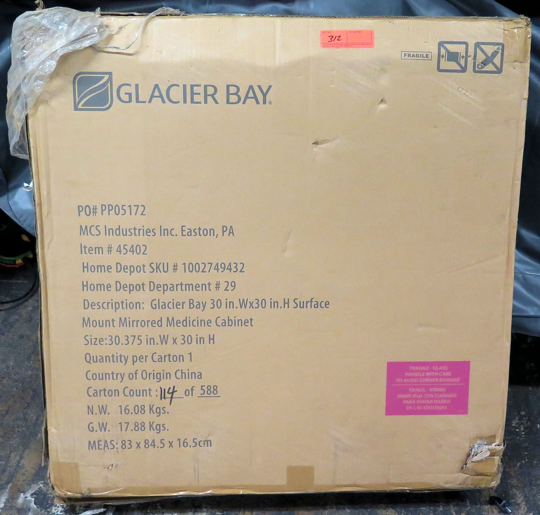 Glacier Bay 30 Beveled Medicine Cabinet In Box Tri View