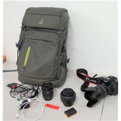 Canon EOC 70D Camera w/ Lenses, Bag & Accessories