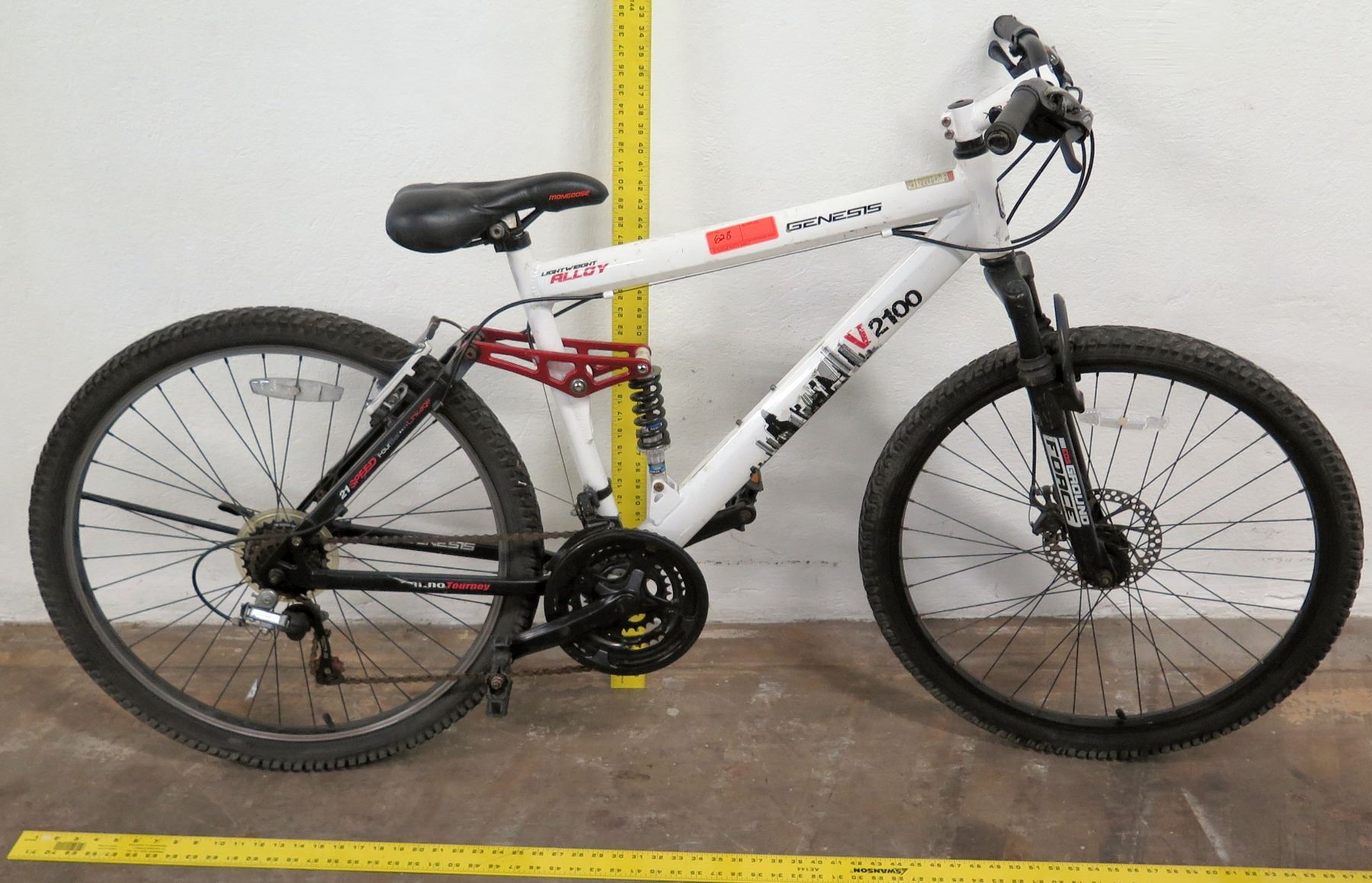 Genesis V2100 21Speed Mountain Bike, Shimano Full Suspension, White