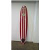 Image 2 : BBI Longboard Surfboard, 2 Fins (Right Fin Box Damaged), Red & White Stripes