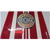 Image 3 : BBI Longboard Surfboard, 2 Fins (Right Fin Box Damaged), Red & White Stripes