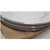 Image 10 : 4-Place Setting China (Made in Japan), White w/ Silver Border (1 of salad & 1 dinner plate missing)