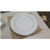 Image 9 : 4-Place Setting China (Made in Japan), White w/ Silver Border (1 of salad & 1 dinner plate missing)