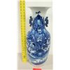 Image 1 : Large 23" White Blue Porcelain Vase - Oriental Scene