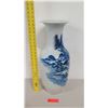Image 9 : Large 23" White Blue Porcelain Vase - Oriental Scene