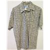 Image 1 : Vintage Aloha Shirt - American Liberty Hawaii, Gray w/ Tan Leaves, Sz M