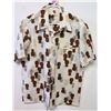 Image 1 : Vintage Aloha Shirt - Holo-Holo Hawaii, White w/Pineapple Motif, Sz M