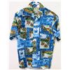 Image 1 : Vintage Aloha Shirt - Waikiki Holiday, Blue Green, Sz M