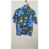 Image 8 : Vintage Aloha Shirt - Waikiki Holiday, Blue Green, Sz M