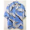 Image 1 : Vintage Aloha Shirt - Mark Raysten (Div. of Malihini) Blue White w/Cranes, Sz M