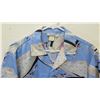 Image 2 : Vintage Aloha Shirt - Mark Raysten (Div. of Malihini) Blue White w/Cranes, Sz M