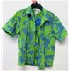 Image 1 : Vintage Aloha Shirt - Howie Hawaii, Green Blue Graphics, Size Unknown
