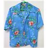 Image 1 : Vintage Aloha Shirt - Blue w/ Red Hibiscus, No Tags, Size Unknown