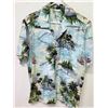Image 1 : Vintage Aloha Shirt - White & Blue Palm Trees/Fishing Scenes, No Tags, Size Unknown