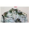 Image 2 : Vintage Aloha Shirt - White & Blue Palm Trees/Fishing Scenes, No Tags, Size Unknown