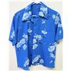 Image 1 : Vintage Aloha Shirt - Blue w/ White Hibiscus Clusters, No Tags, Size Unknown