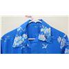Image 2 : Vintage Aloha Shirt - Blue w/ White Hibiscus Clusters, No Tags, Size Unknown