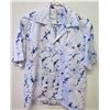 Image 1 : Vintage Aloha Print Shirt - Blue w/ White Abstract Print, No Tags, Size Unknown