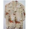 Image 1 : Vintage Aloha Shirt - Tan w/ Sailing Canoe, Palm Trees, No Tags, Size Unknown