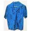 Image 1 : Vintage Aloha Shirt - Blue Historic Hawaiiana Figures, No Tags, Size Unknown