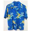 Image 1 : Vintage Aloha Shirt - Blue w/ Yellow Hibiscus, No Tags, Size Unknown